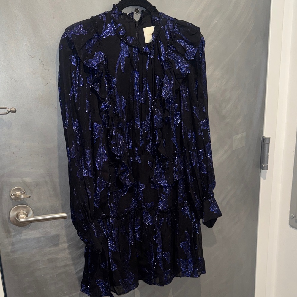 Parker Black and Blue Long Sleeve Dress